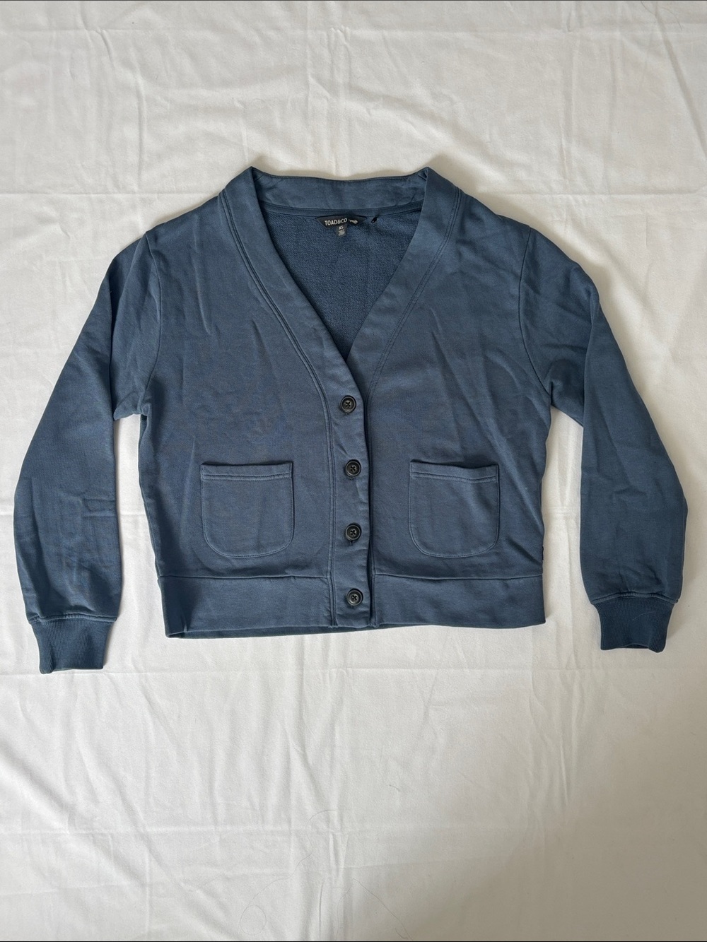 Toad&Co Slate Blue V-Neck Button Cardigan